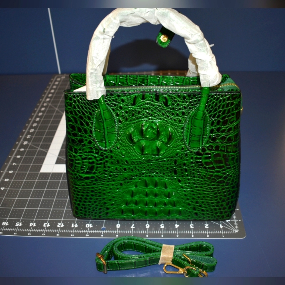Green Crocodile Style Bag